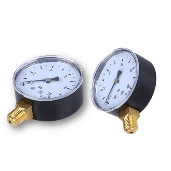 Manometer 0-10 bar, zijdelings, 1/4